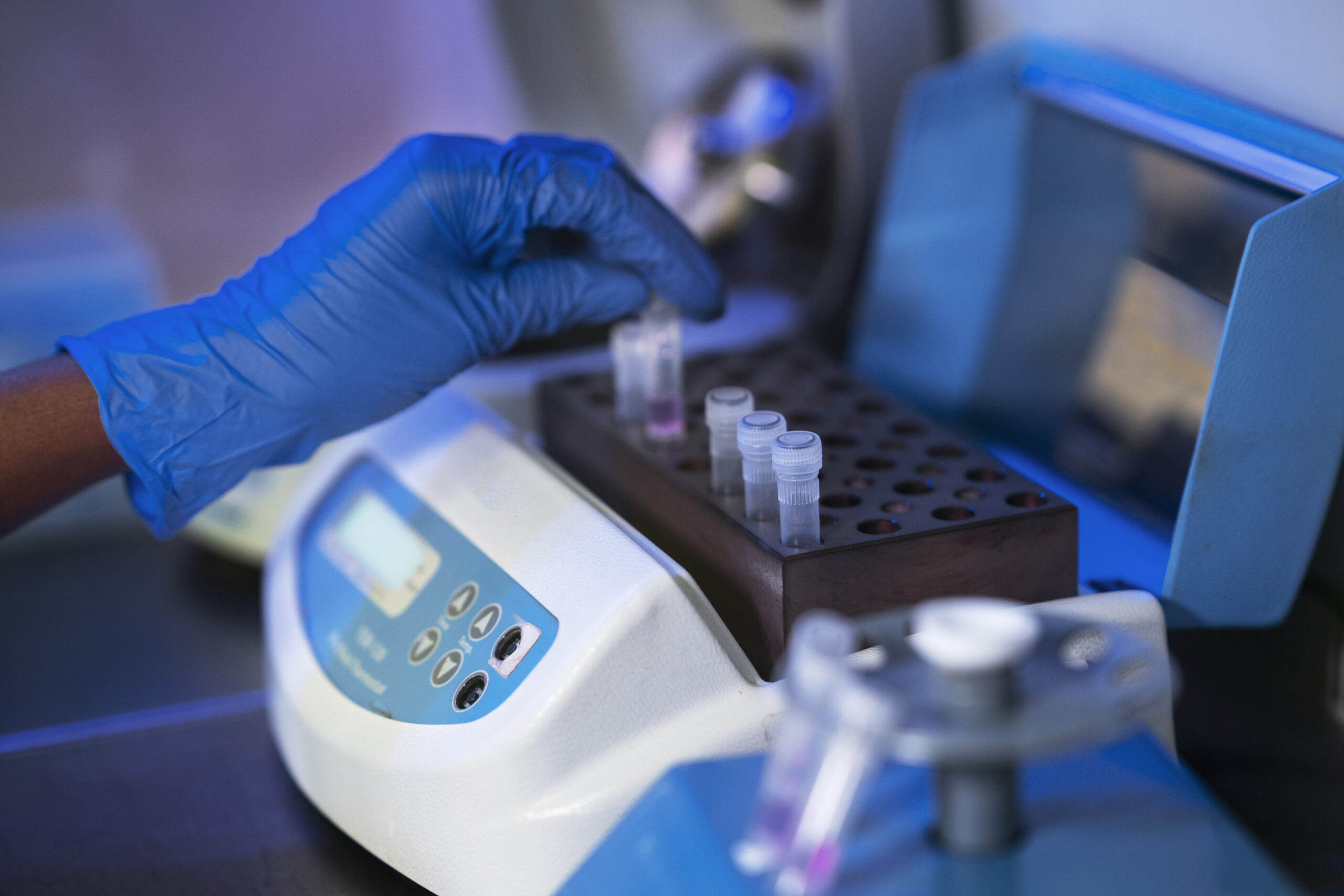 Home doctor performing medical research lab